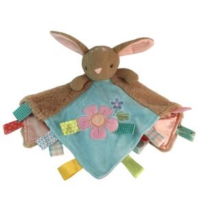 Mary Meyer Taggies Bunny Lovey 13" Blue Brown Pink Flower Baby Security Blanket